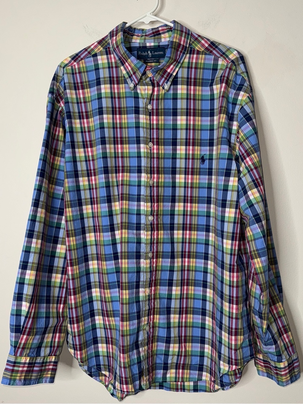 Ralph Lauren Men’s Plaid Oxford Button Down Shirt Blue Red Size 2XB